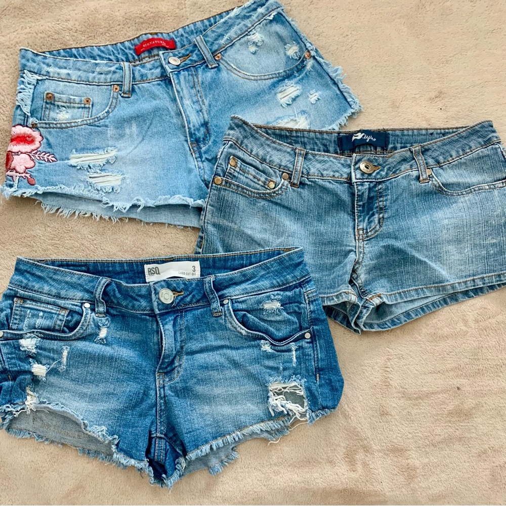 RSQ Blue Jean Shorts Distressed Cut-Off Style